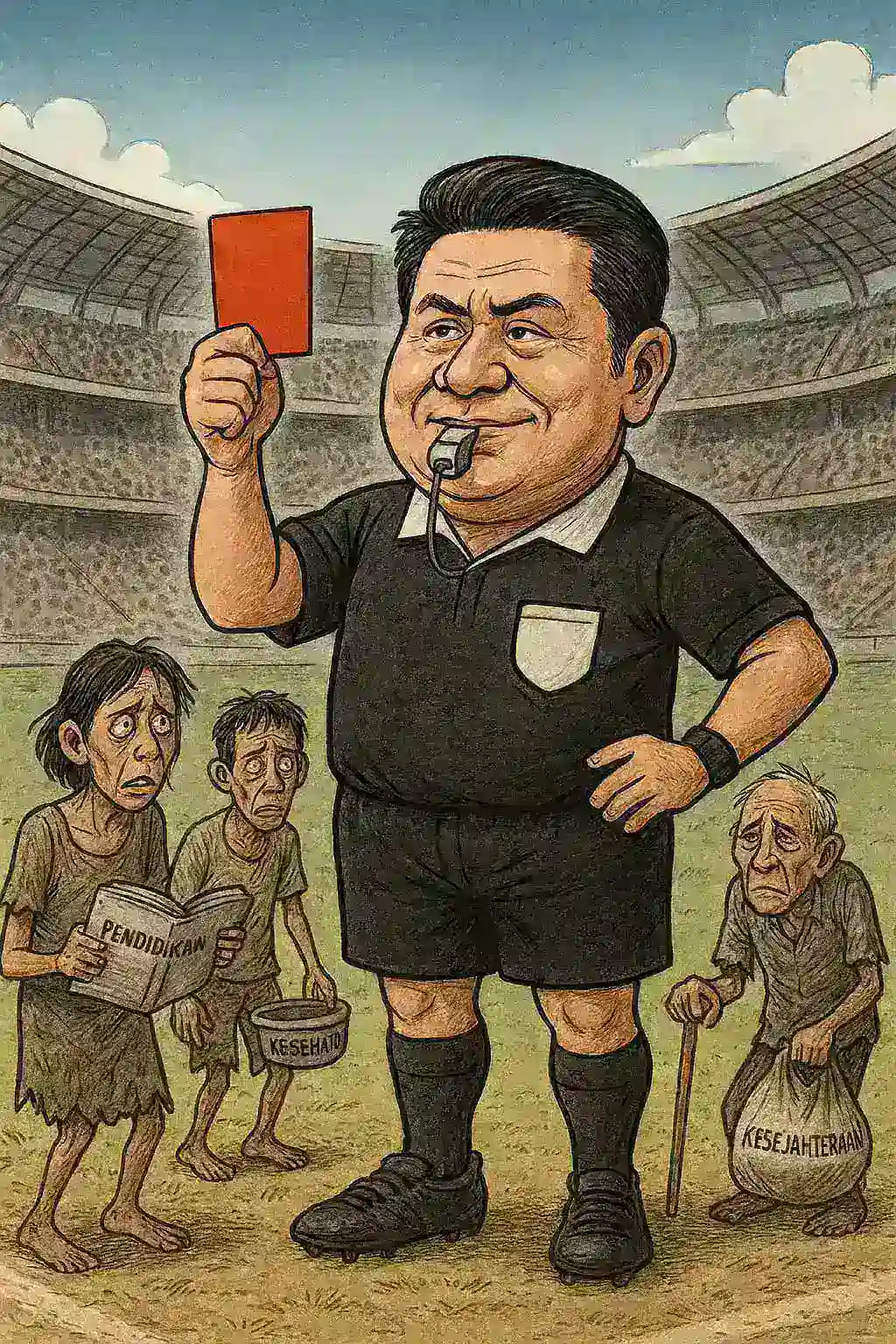 SEPAK BOLA DIURUS, PENDIDIKAN MAHAL, AKSES KESEHATAN SULIT: HERMAN DERU TAK BECUS.