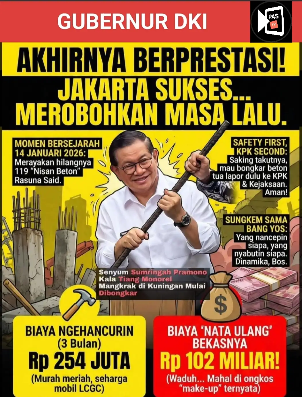 Gubernur DKI Jakarta Unjuk Gigi Berani Bongkar Tiang (Nisan) Beton Masa Lalu